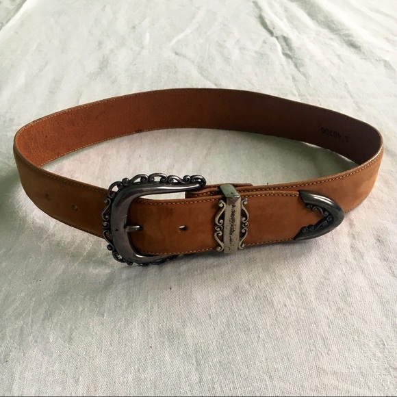 90s Vintage Brighton Western Silver Leather Belt - Picture 6 of 12